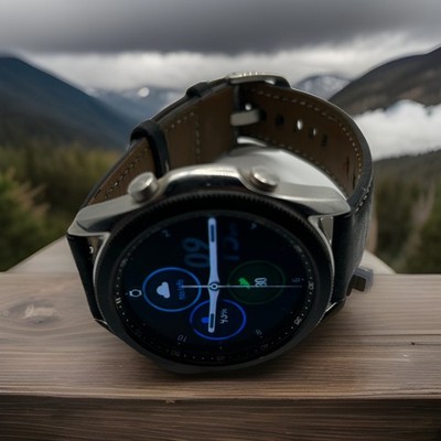 Samsung Galaxy Watch3 LTE 45mm Leather Band Mystic Black Smartwatch SM-R845U