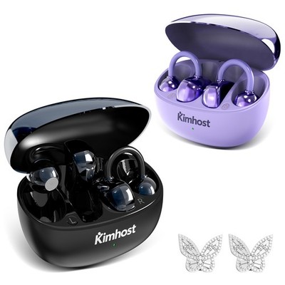Kimhost TWS Offene Ohr-Kopfhörer Bluetooth IPX7 ENC HiFi Sound Clip-On Earbuds