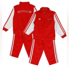 Adidas Chicago Bulls Toddler Full Zip Red Track Set Size 7T