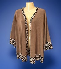 Travelers By Chico  s Slinky Open Cardigan Jacket Size 3 XL Brown  Leopard
