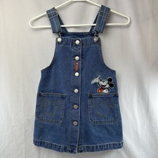 Vintage Mickey  Co Baby Mickey Mouse Embroidered Denim Jumper Dress Size 7/8