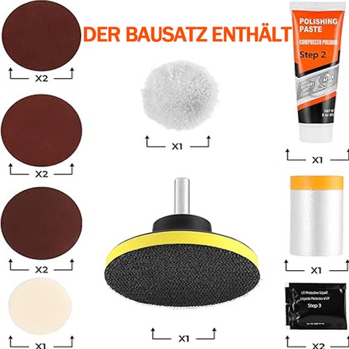 Profi Polierpaste-Set DIY-Scheinwerfer-Restaurierung Handwerkzeug-Sets Handbuch - Bild 17 von 22