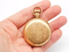 ANTIQUE ELGIN NATL WATCH CO GOLD FILLED BIRD HUNTER CASE POCKET WATCH FOR PARTS