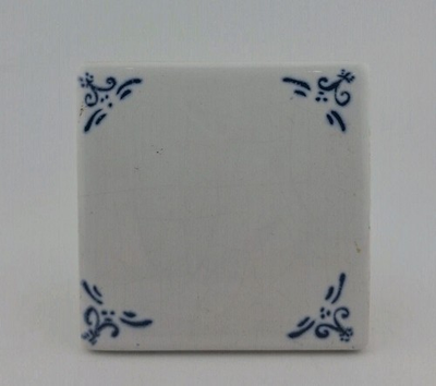 #ad Delft Blue On White Ceramic Tile Vtg Flat 4quot; X 4quot; NOS $5.25
