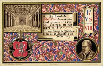 Litho Papst Pius VIII., Francesco Saverio Castiglioni, Wappen - 11268471