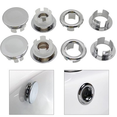 8pc Bathroom Basin Sink Spares Round Overflow Ring Chrom Hole Cover Insert