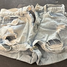 SheIn Women's Distressed Denim Cut Off Shorts Light Blue Size S