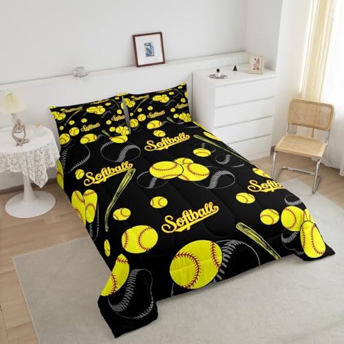 Softball Bedding Set Size, Sports Games Comforter Set for Kids Full Multi 11 - Picture 4 of 8