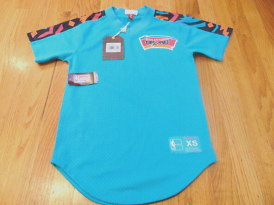 MITCHELL & NESS NBA SAN ANTONIO SPURS TEAL SLEEVED JERSEY SIZE XS