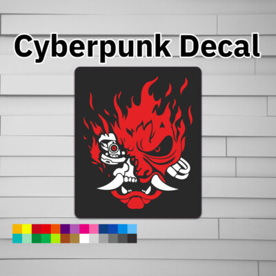 Cyberpunk Samurai Face Vinyl Decal (Sticker, Car laptop window tumbler water bot