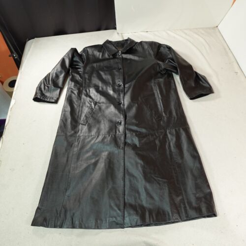 Brandon Thomas Leder Trenchcoat Damen 2X Schwarz Jacke Biker Moto Matrix Top