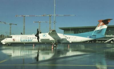 Luxair Dash DHC 8 Q400 LX-LQI @ Luxembourg 2022 - postcard