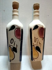 Vintage  Purinton Pottery Fruit  Apple Pear Oil & Vinegar Set W/ Corks Ex Cond.