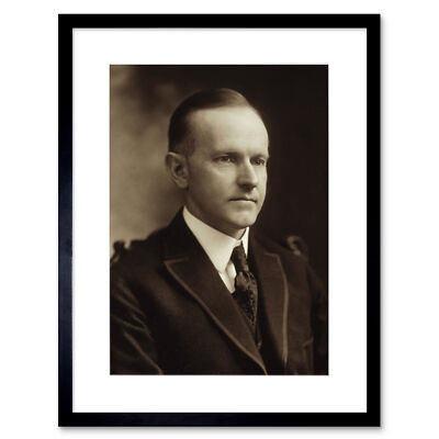 US-Präsident Calvin Coolidge Portrait Foto gerahmter Wandkunstdruck Bild 9 x 7 Zoll