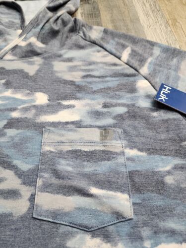 NEW Mens Huk Waypoint Edisto Hoodie Blue Camo Tech Pullover Size SMALL - Picture 3 of 10