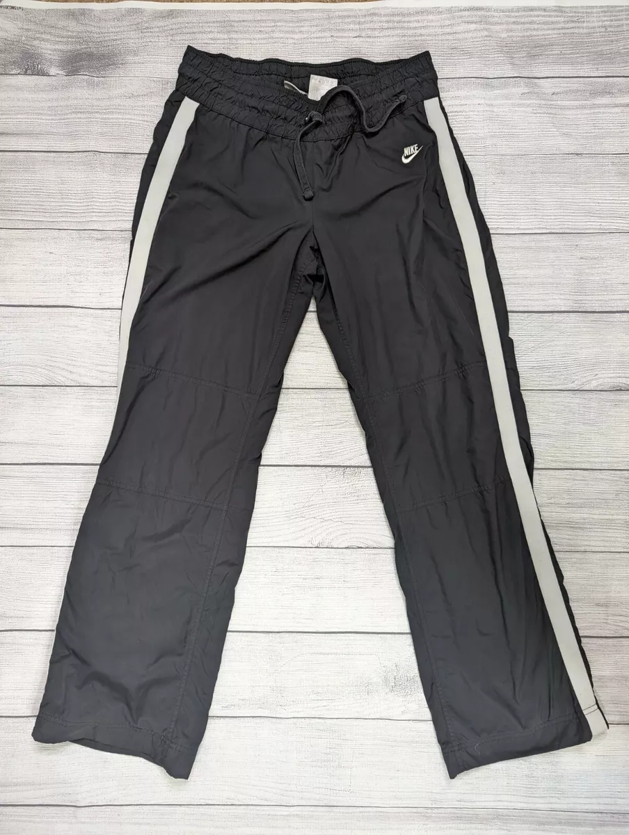 Nike Wide Leg Track Pants Women's M Medium Black White Stripe Windbreaker  A1W