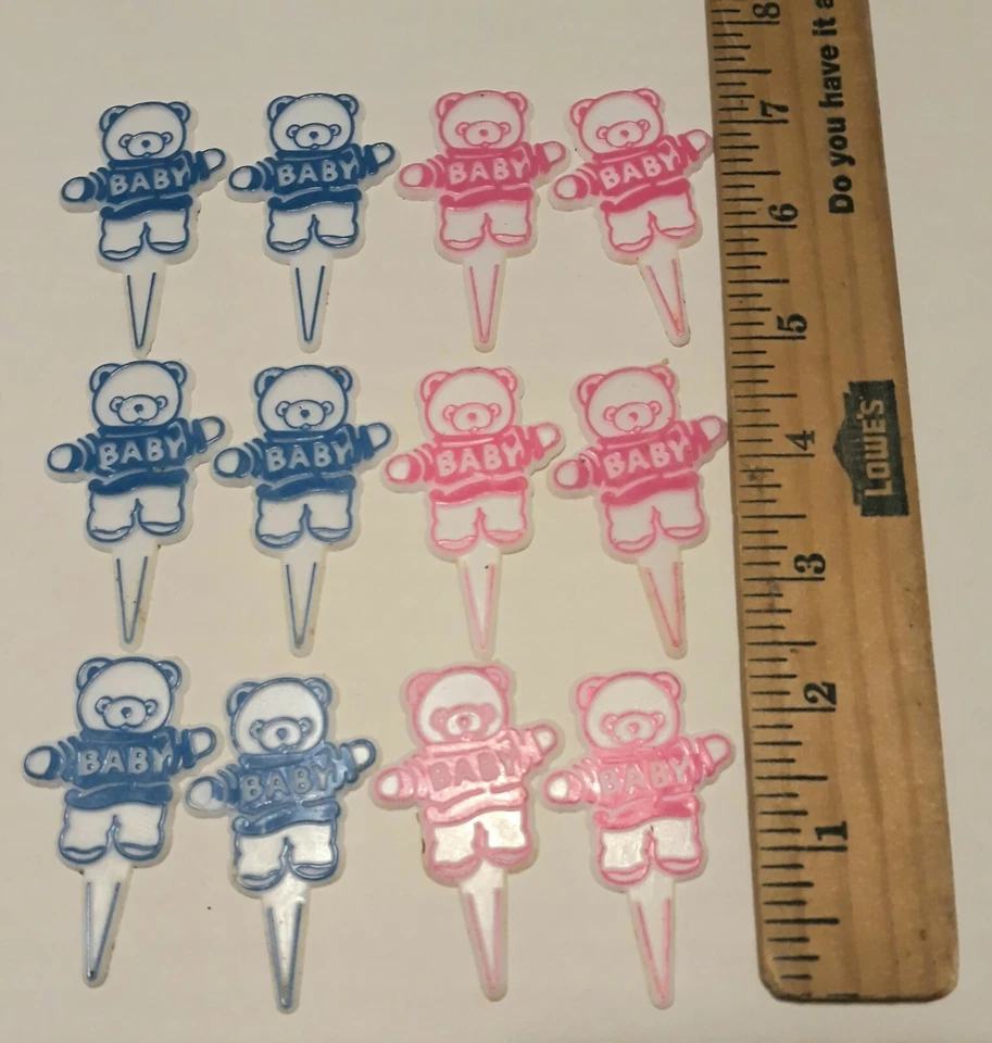 Винтажный торт кекс украшение декор фотографии Toppers новый Baby плюшевые медвежата 80-х - Изображение 3 из 4