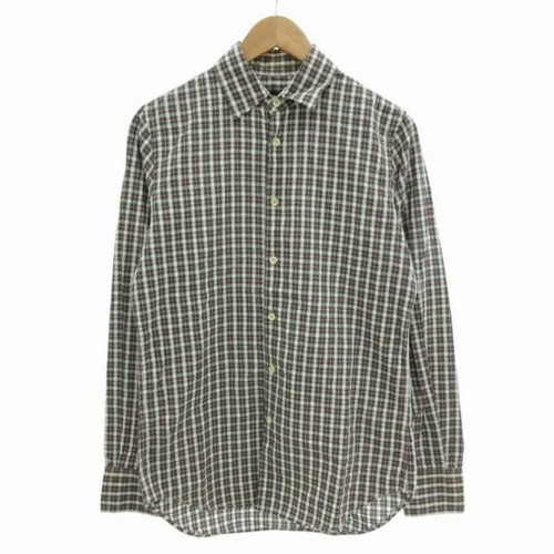 Dsquared DSQUARED2 Check Shirt Seersucker Embroidery Long Sleeve 44 S Green Used