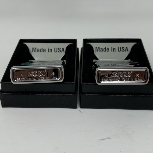 2x Genuine Zippo Windproof Lighter, Polished Chrome US Made Statue Of Liberty - Picture 5 of 6