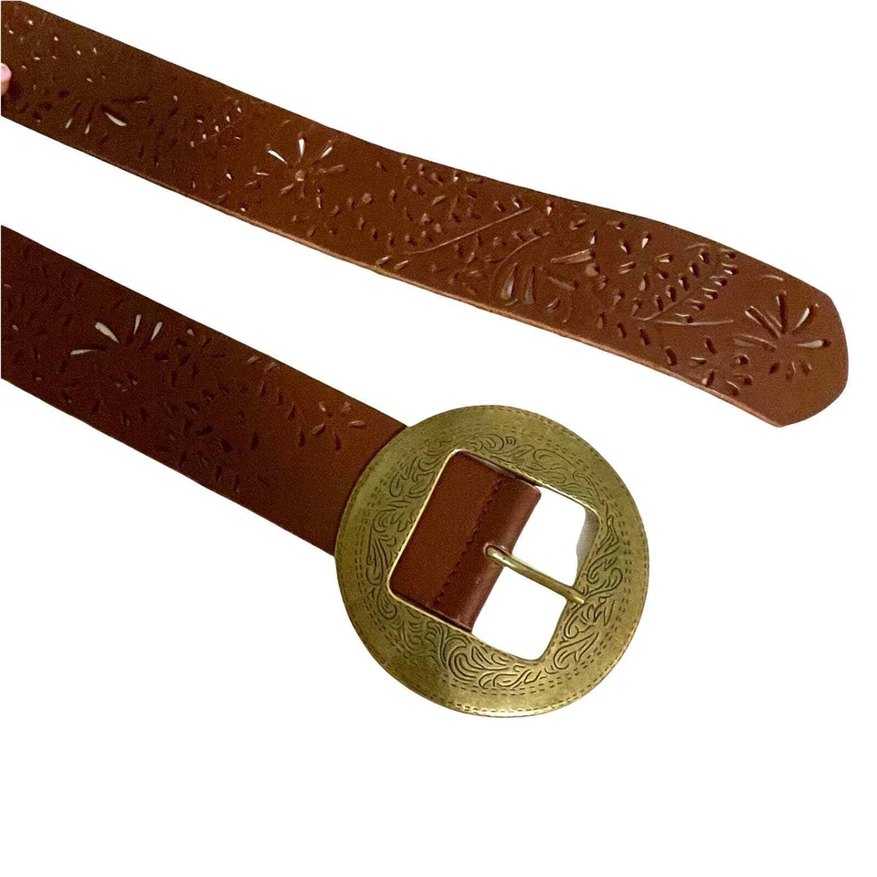 Coldwater Creek Leather perforated belt Sz S boho western - Image 3 of 4