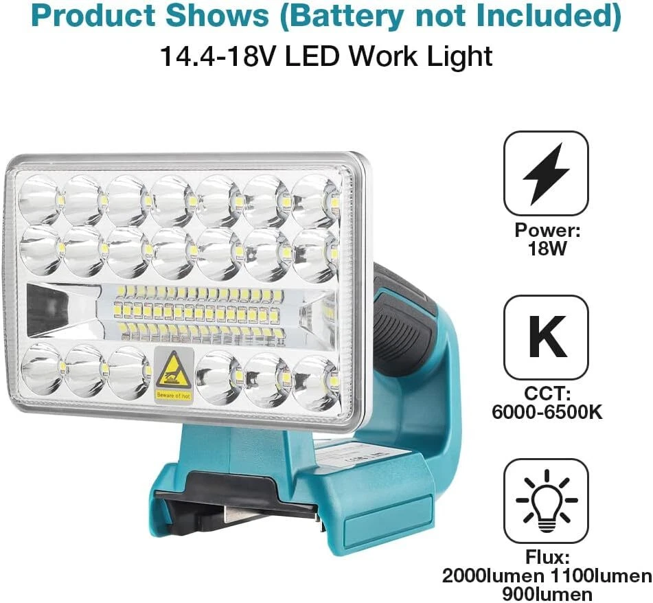 2000LM LED-Arbeitsleuchte für Makita 18V LXT Li-Ion Akku 18W Cordless Tool Light - Bild 3 von 4