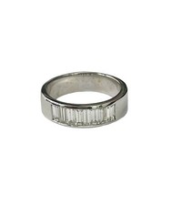 Mens Baguette Natural Diamond Band Ring White Gold 14kt