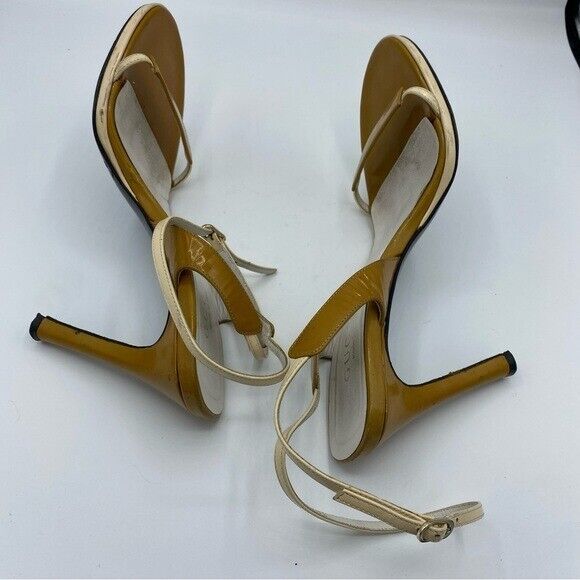 Gucci vintage leather heeled sandal size 7.5 ankl… - image 5
