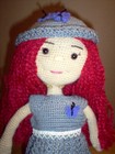 Hand crochet doll with red hair and 3 outfits. 17" tall      #31 — photo 2