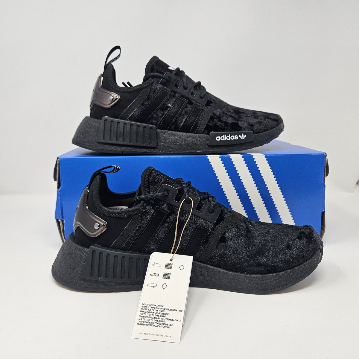 Women's Adidas NMD_R1 'Triple Black' Velvet Upper / GW5682 Women's Adidas NMD_R1 'Triple Black' Velvet Upper / GW5682