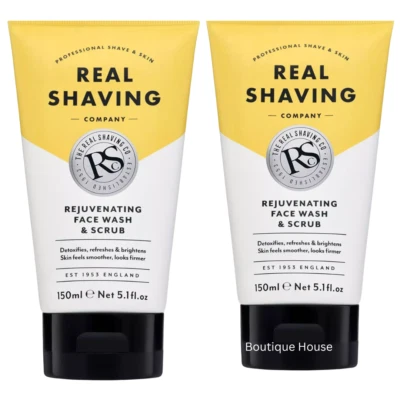 2X The Real Shaving Company Rejuvenating Face Wash & Scrub Detoxifies Refreshes