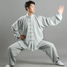 Chinesisch Kung Fu Tai-Chi Anzug Baumwolle Leinen Hemd+Hose Wushu Uniform Kampf