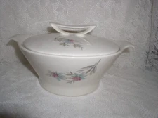 Casserole with Lid Steubenville Pottery Fairlane Pink Blue Flower Covered Bowl
