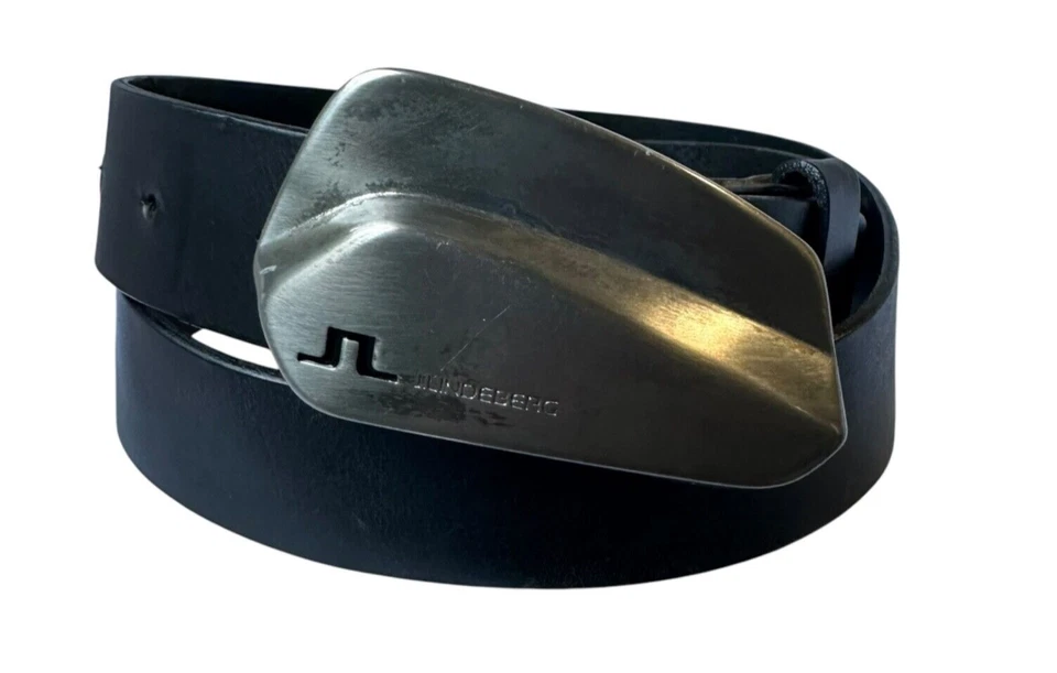 Genuino J. LINDEBERG Clásico Negro Cuero Genuino Vestido Para Hombre Cinturón Talla 34/95 Foto 3 de 4