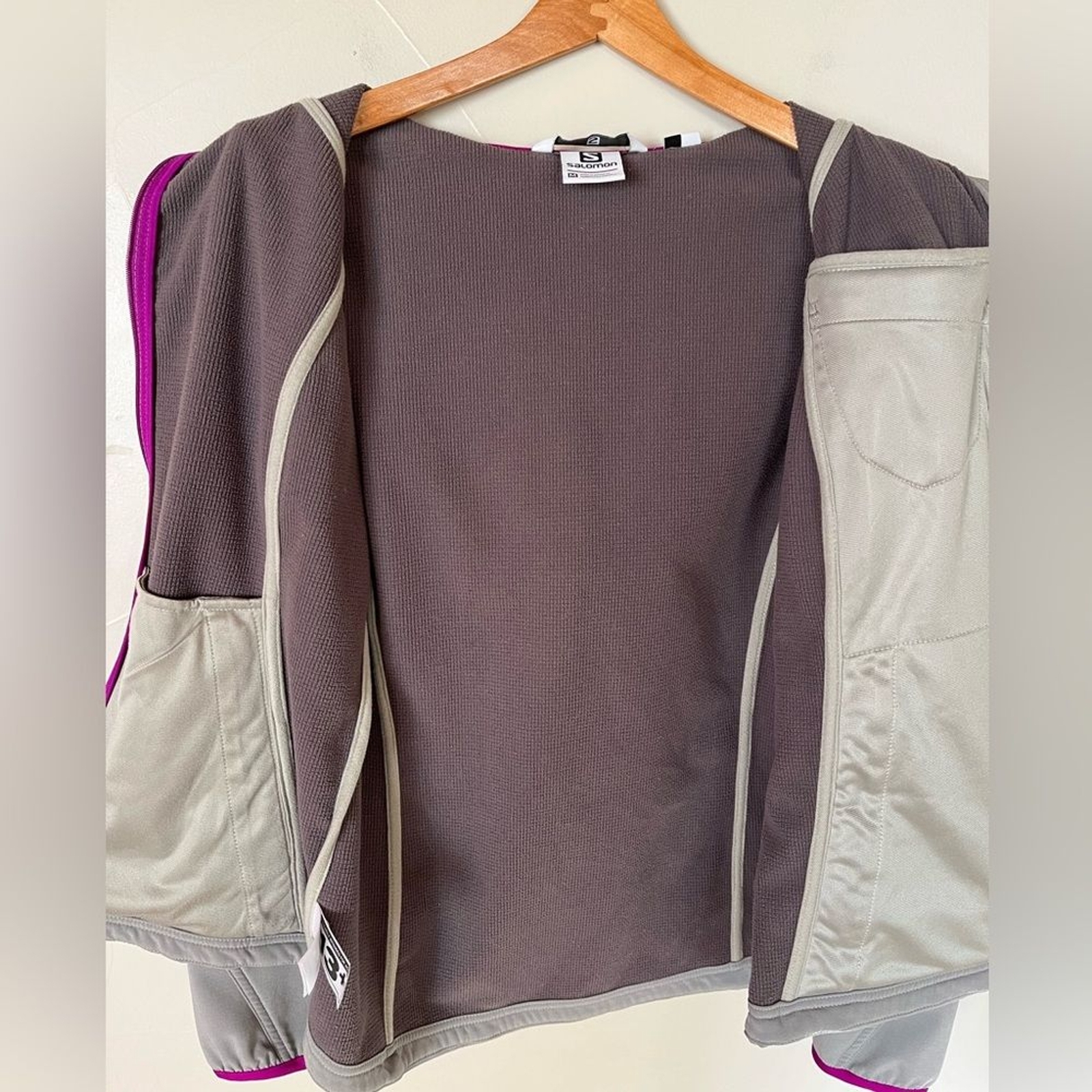 Salomon Giacca Donna Grigio Giacca a Vento Tutte le Condizioni Pile Softshell Medium.