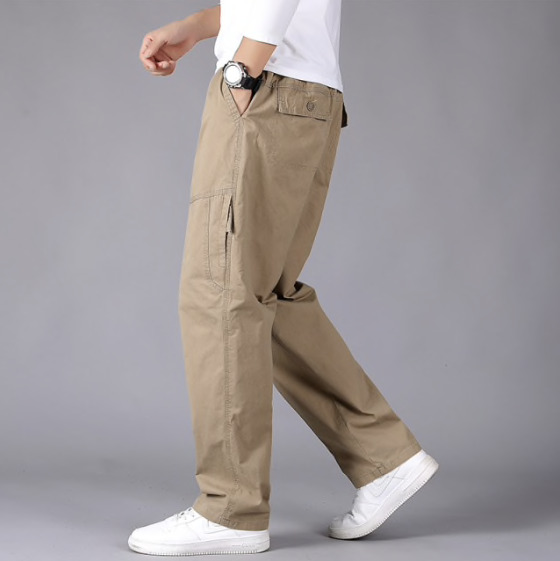 Mens Military Style Cargo Pants Grey Beige Black Brown Regular Wide