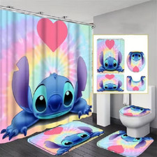 Stitch Love Cartoon Cute Shower Curtain or Bathroom Sets.