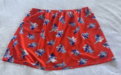 Ava Viv Women's Skirt Orange Floral Skirt Plus Pullon Size 3X