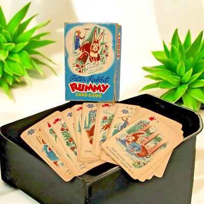 Peter Rabbit Rummy Card Game Vintage Peter Rabbit Rummy Box Card Game Story Complete EE Fairchild ...