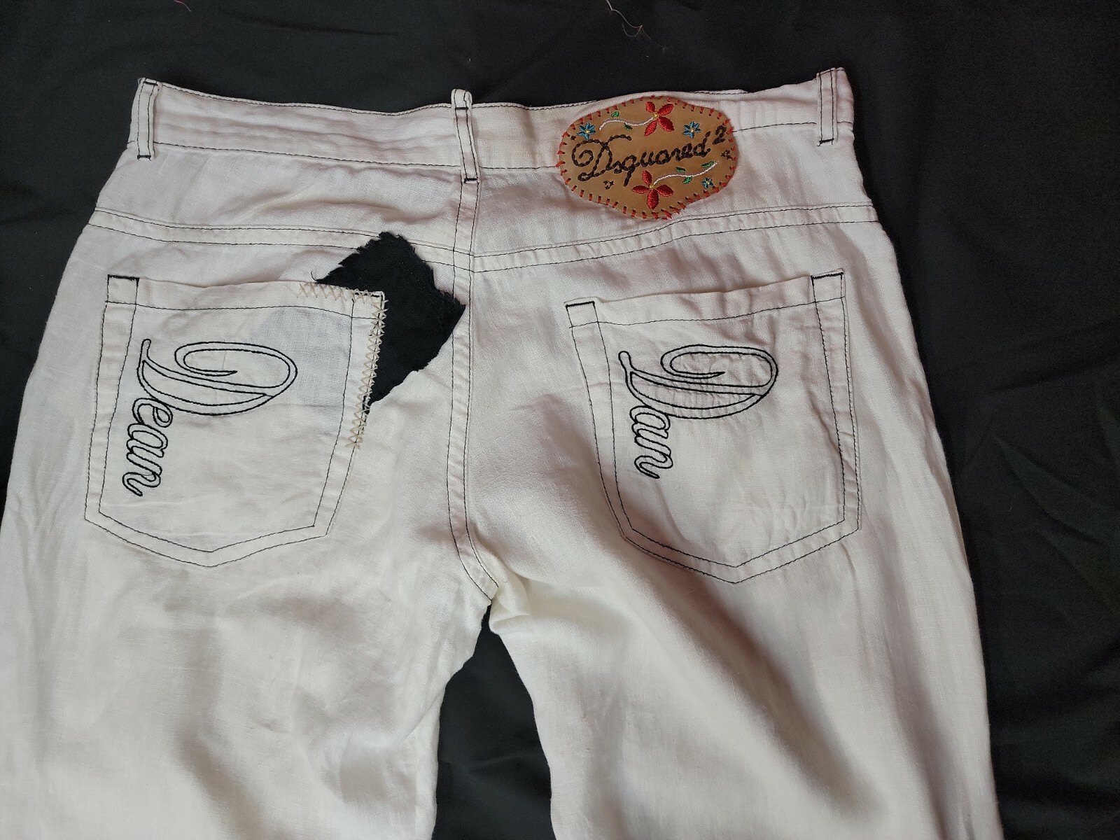 DSQUARED2 Logo Patch Rare White Size 34 CASUAL LINEN/COTTON MEN'S  PANTS #C4 image 2