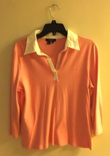 CHAPS CORAL SHIRT WITH WHITE COLLAR SIZE L