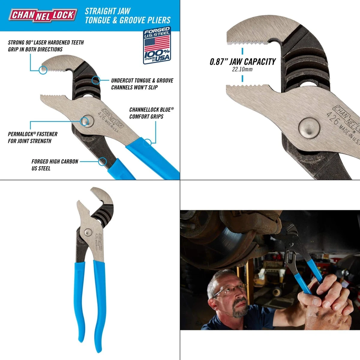 6 In. Tongue And Groove Slip Joint Pliers Channellock Jaw