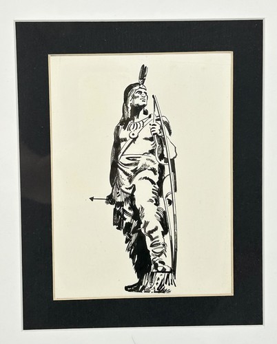 Framed Indian Warrior Lithograph Print - 15.75"x 18.5" - EXCELLENT! - Picture 4 of 8