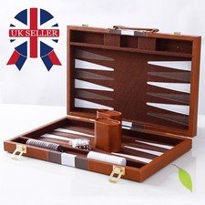 18 Inch Premium Leather Backgammon Board Game Set for Adults Kids Classic Game B