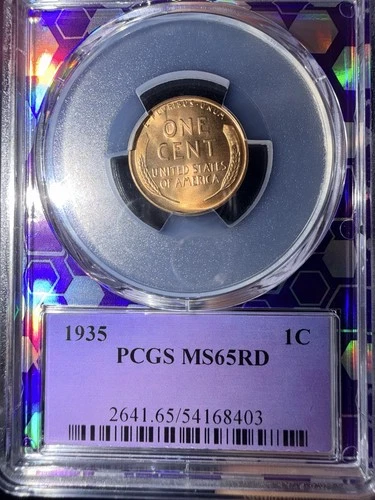 1935 Lincoln Wheat Cent 1c PCGS MS65 RD Brilliant Uncirculated