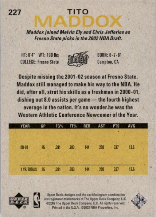 2002-03 Upper Deck Generations #227 Tito Maddox /999 - NM-MT | eBay