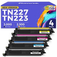 TN227 TN-227BK/C/M/Y High Yield Toner Cartridge 4 Pack Compatible TN-227