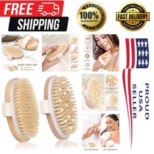 2 Pack Dry Brushing Body Brush, Natural Bristle Exfoliating Brush with Massag...