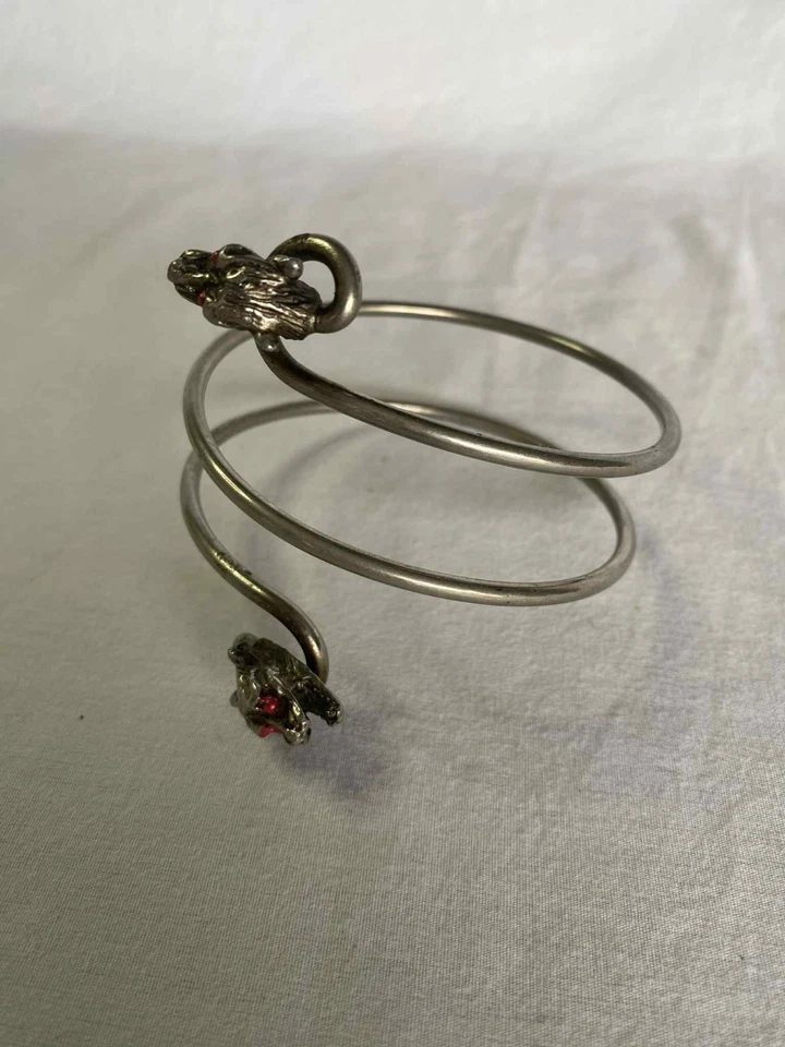 复古银色手臂袖口狼头 20 世纪 70 年代极为罕见 — 第 2/4 张图片