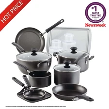 Easy Clean 20 Piece Aluminum Nonstick Pots & Pans Cookware Set Oven Safe 350°F