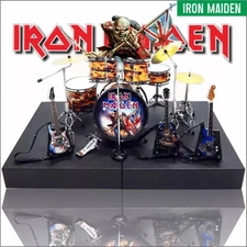 Rare Iron Maiden Miniature Drum Set + 3 guitars and Mic 1:12 Scale